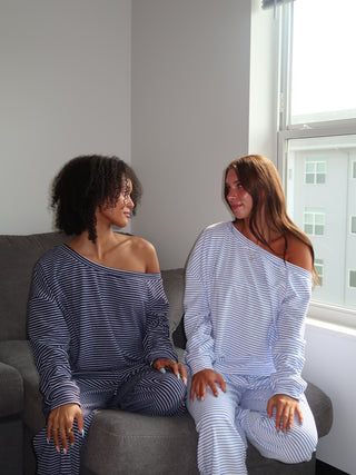 Light Blue and White Striped Top
