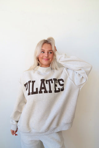 *PRE-ORDER* - Pilates/Yoga Reversible Mock Neck Sweatshirt - Ash Grey & Brown