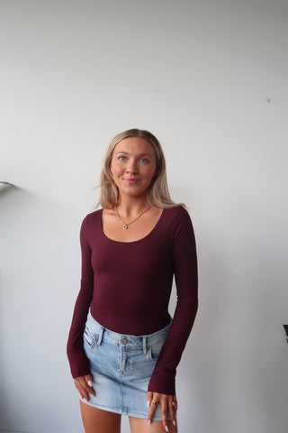 Plum Butter Soft Round Neck Long Sleeve Top
