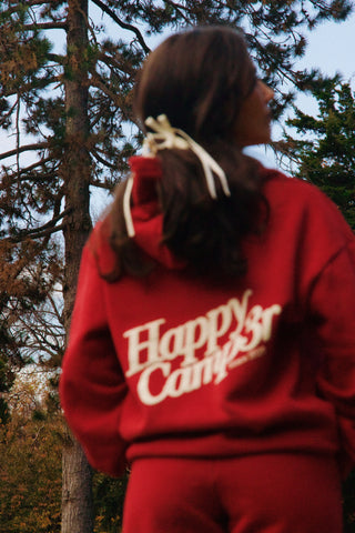 Happy Camp3r Pomegranate Red Puff Series Hoodie