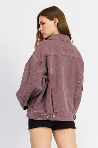 Berry Oversized Denim Jacket