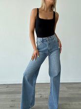 Load image into Gallery viewer, Rhinestone Denim Wide Leg Jeans
