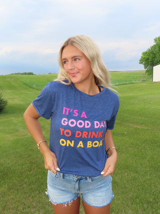 Navy Drink On A Boat Tee
