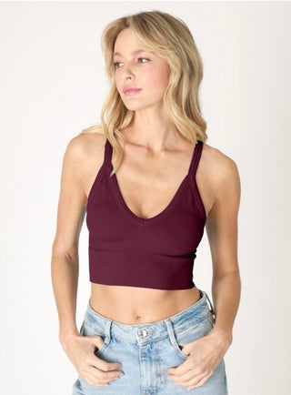 Fig Ribbed V-Neck NikiBiki Bra Top