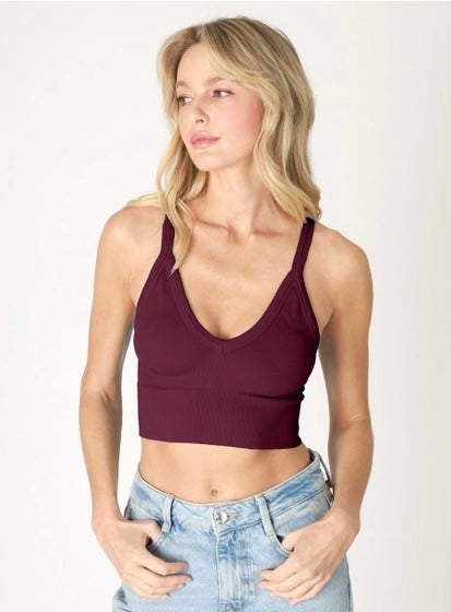 Fig Ribbed V-Neck NikiBiki Bra Top