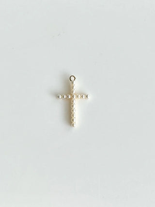 Gold & Pearl Cross Charm