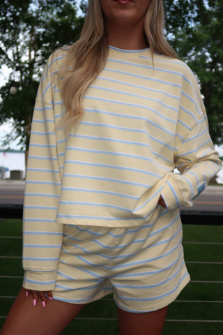 Yellow/Baby Blue Striped Lounge Long Sleeve