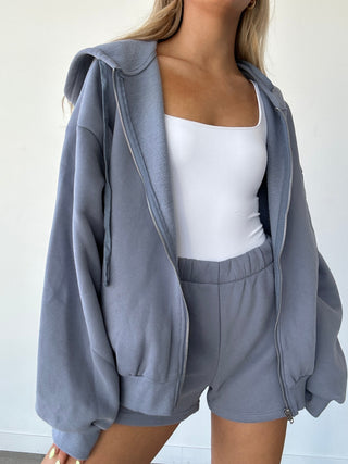 French Blue Staple Oversized Zip-Up Hoodie