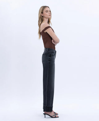 Vervet Low Rise Cuffed Baggy Wide Leg Jeans