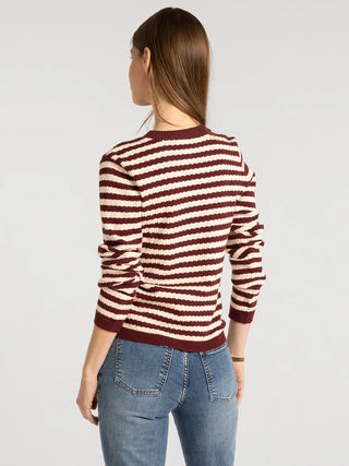 Burgundy Striped Long Sleeve Sweater
