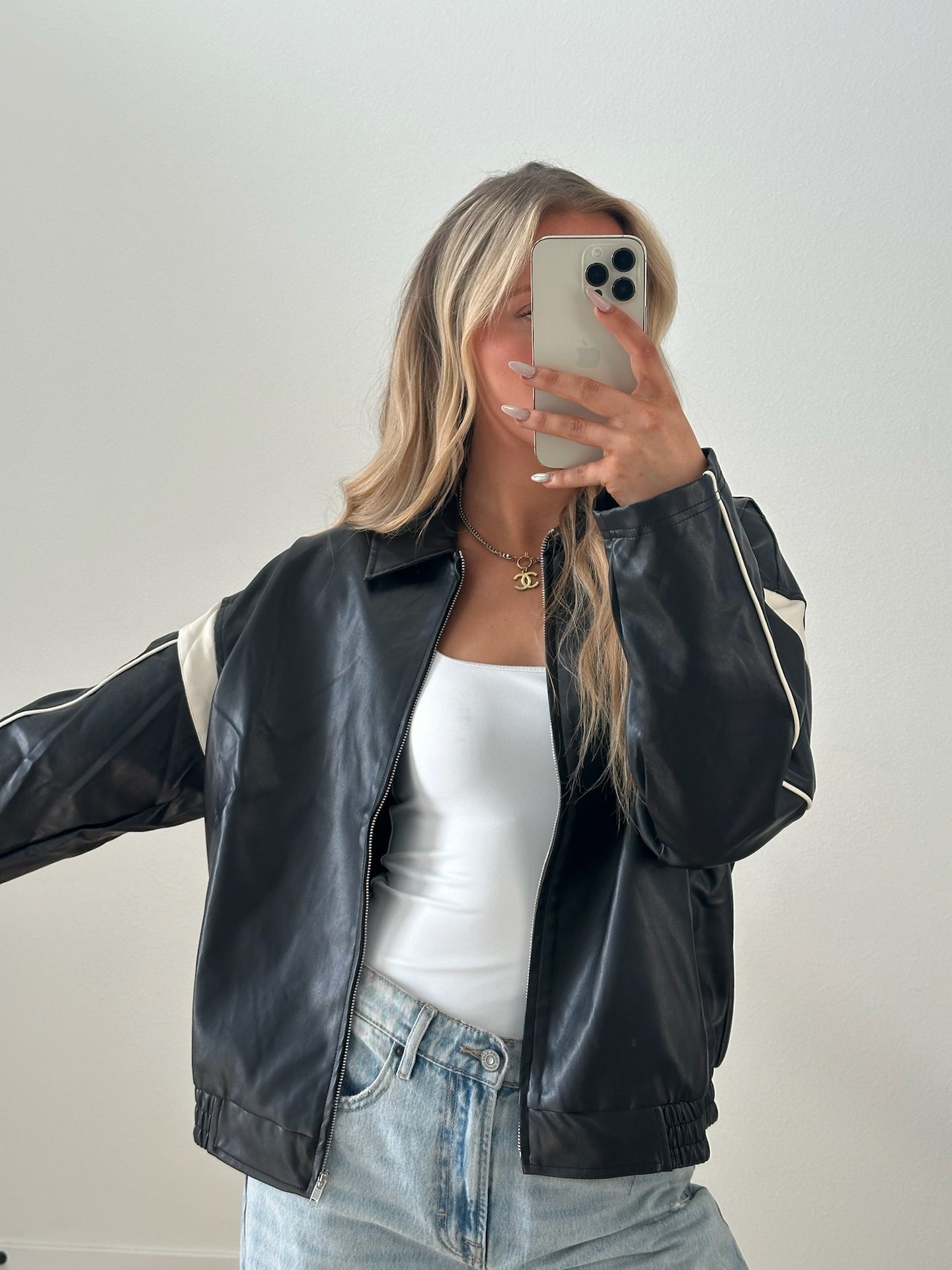 Faux Leather Racer Jacket