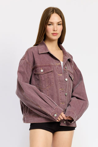 Berry Oversized Denim Jacket