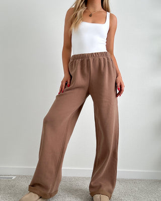 Long Mocha Staple Wide Leg Sweatpants