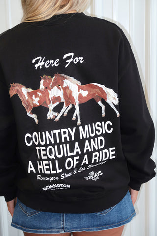 Los Sundays Tequila “The Hell Of A Ride Crewneck” - Black