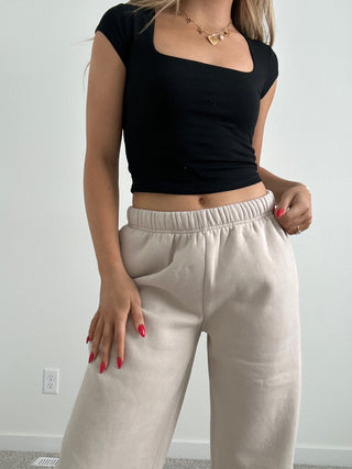 Long Oat Staple Wide Leg Sweatpants