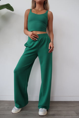 Modal Green Flowy Side Stripe Track Pants