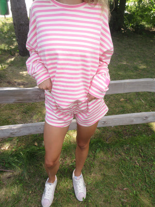 Pink & Cream Striped Lounge Long Sleeve