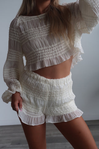 Smocked Sheer Shorts