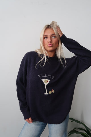 Oversized Navy Martini Sweater