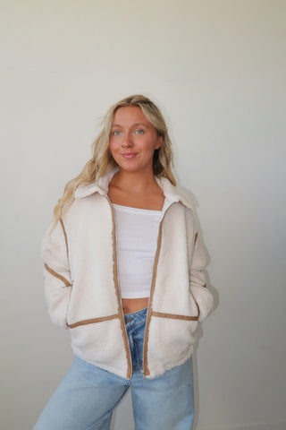 Sherpa Jacket With Suede Trim