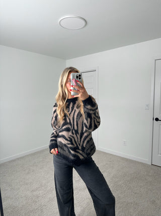 Oversized Zebra Print Sweater