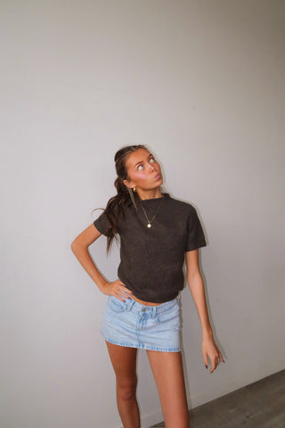Short Sleeve Brown Sweater