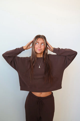 Espresso Butter Soft Dropped Shoulder Crew Neck