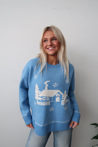 Blue Snowflake Graphic Sweater
