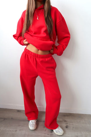 Red Staple Wide Leg Sweatpants