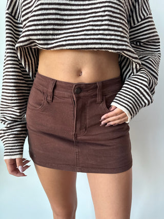 Brown Denim Skort