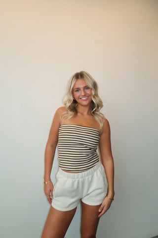 Brown Striped Cozy Tube Top