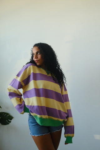 Oversized Colorblock Stripe Sweatshirt