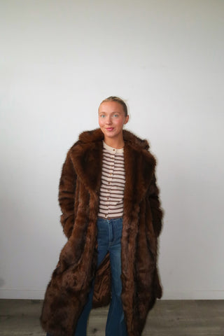 Full Length Chocolate Faux Fur Coat