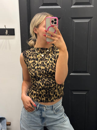 Smocked Open Back Leopard Top