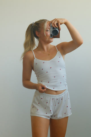 White Strawberry Tank Top