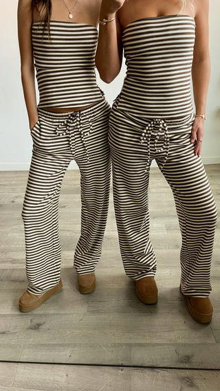 Brown Striped Cozy Pants