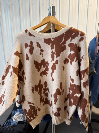 cow print sweater - small only