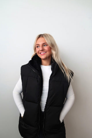 Black Reversible Oversized Puffer Vest