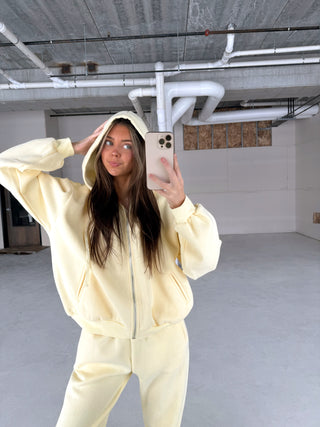 Pale Yellow Staple Oversized Zip Up