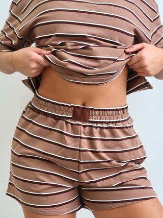 Brown/Espresso Striped Lounge Shorts