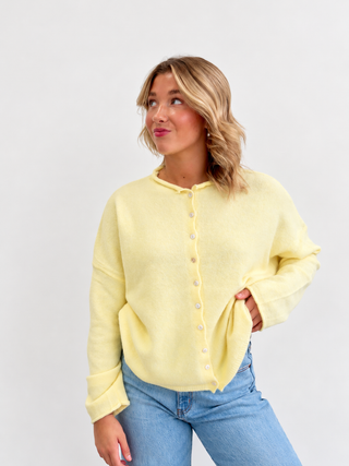 Pale Yellow Button Down Sweater