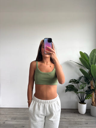 Olive Green Ribbed Bra Top