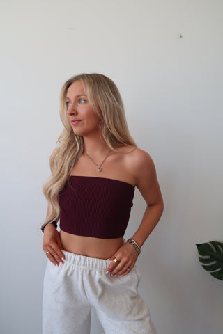 Plum Ribbed Tube Top