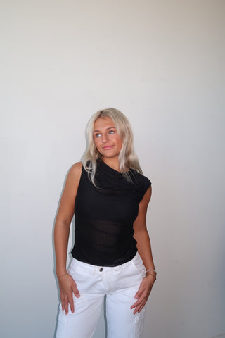 Black Mesh Sleeveless Top