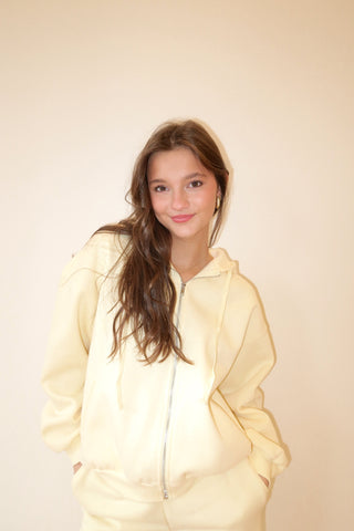Pale Yellow Staple Oversized Zip Up