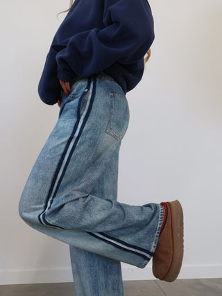 Faux Denim Track Pants