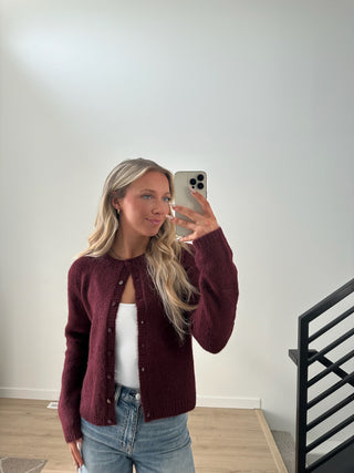 Burgundy Button Down Cardigan