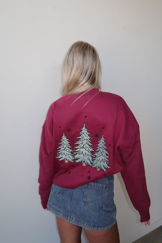 Burgundy Christmas Tree Crewneck
