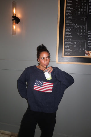 Off The Shoulder Flag Sweater