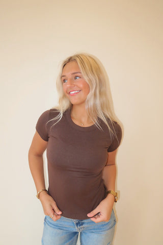 Chocolate Crew Neck Jersey T-Shirt